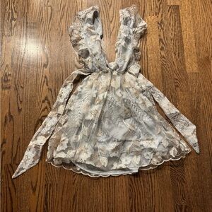 Lucy in the Sky Light Blue Embroidered Floral Dress, size xs